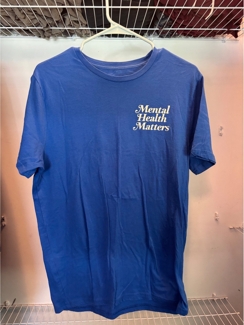 Mental Health Matters Blue T-Shirt with Self-Care Message